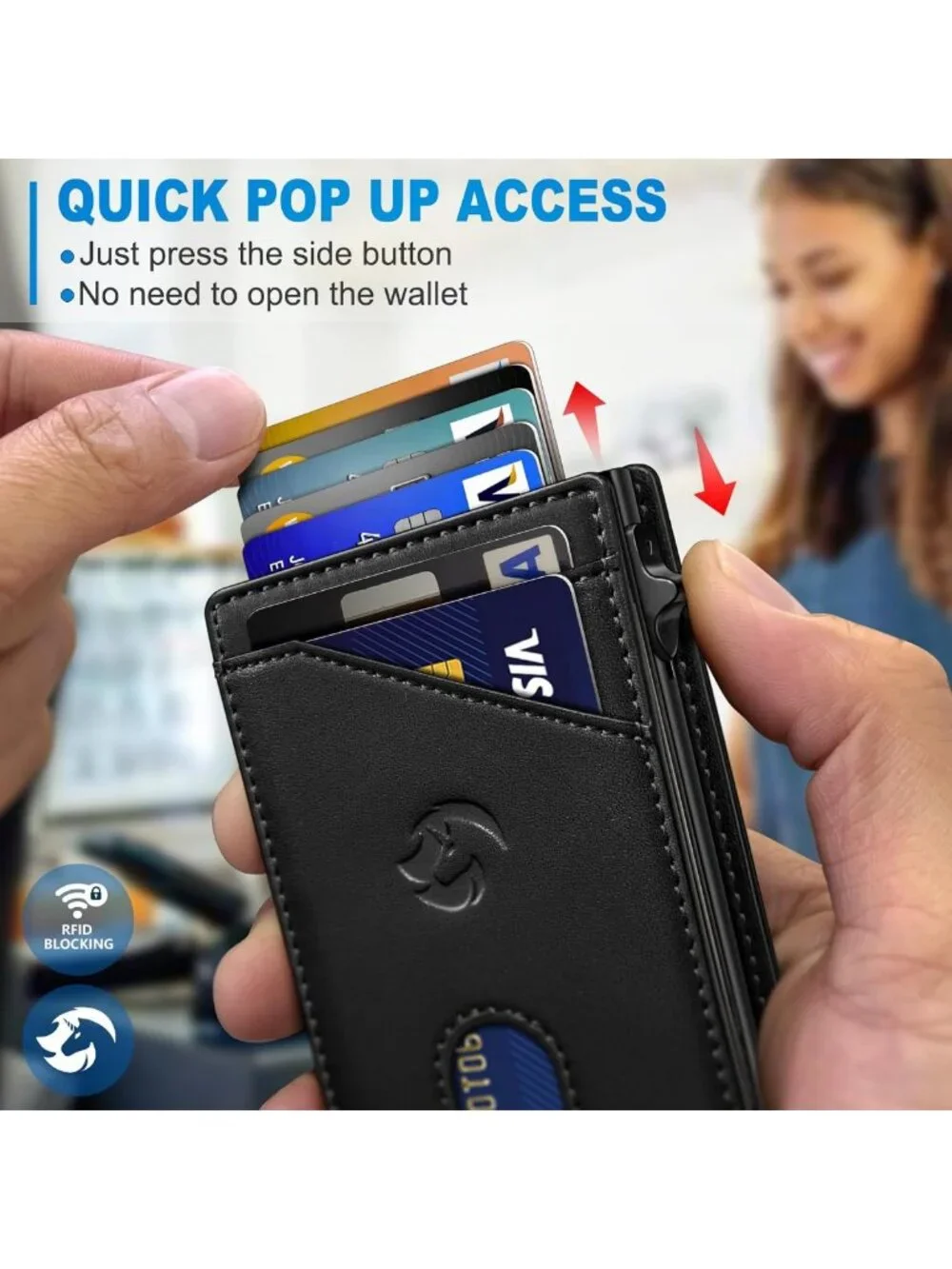 Slim RFID Blocking Wallet for Men, Minimalist Bifold with 9 Card Slots & ID